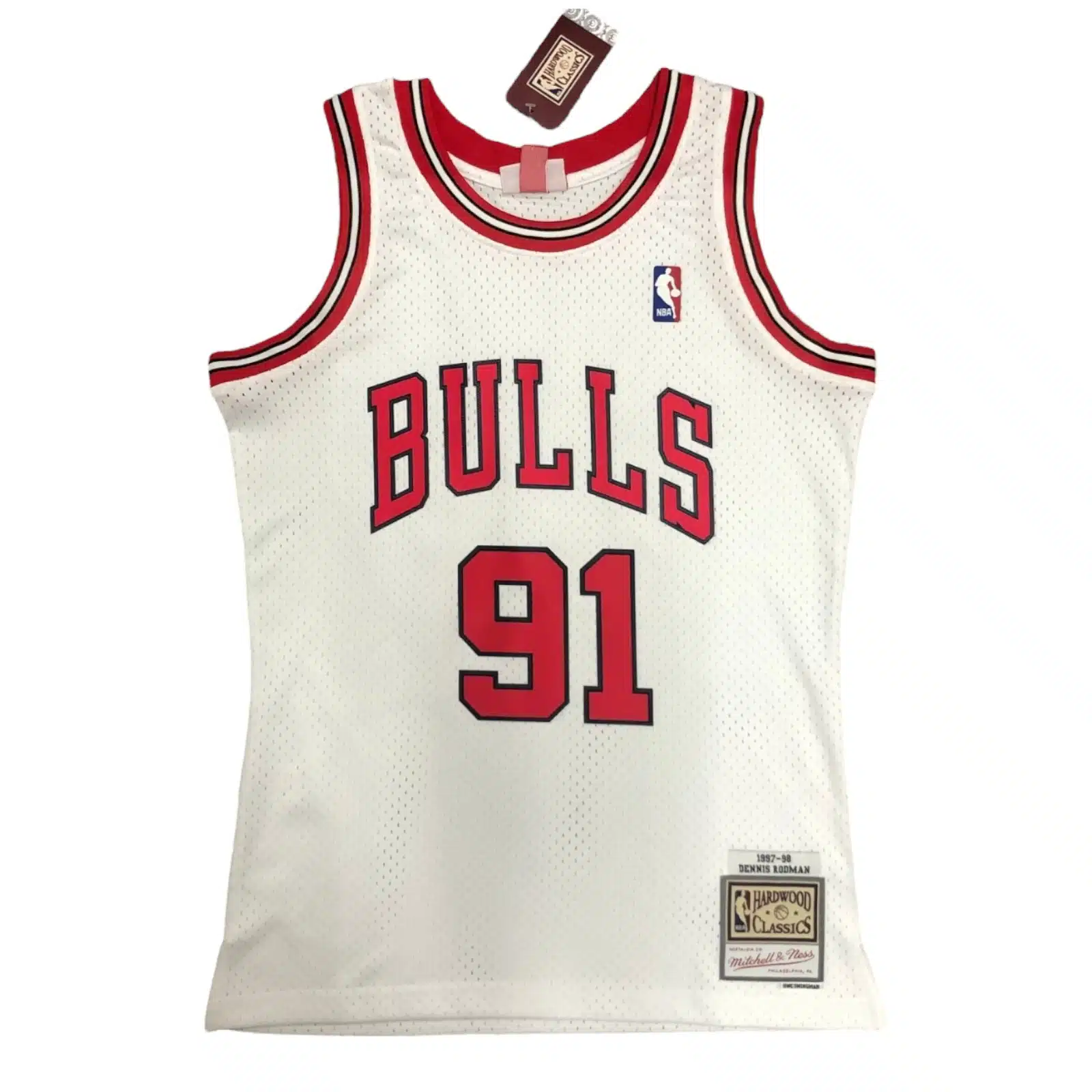 Camiseta Chicago Bulls Mitchell Ness Dennis Rodman #91 Blanca